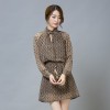 TE9543JDYJ Korean style leaves print slim waist chiffon dress