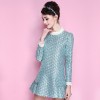 TE9601LLYG Europe fashion temperament lace splicing long sleeve dress