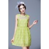 TE9627LLYG Fashion temperament round neck A-line sleeveless dress