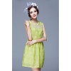 TE9627LLYG Fashion temperament round neck A-line sleeveless dress