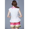 TE9628LLYG Doll collar flouncing short sleeve tops with stripes shorts