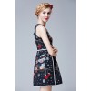 TE9631LLYG Europe fashion round neck owl print jacquard weave sleeveless dress