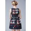 TE9631LLYG Europe fashion round neck owl print jacquard weave sleeveless dress