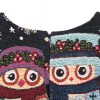 TE9631LLYG Europe fashion round neck owl print jacquard weave sleeveless dress
