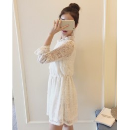 TE9844LLFS Korean fashion temperament slim waist lace dress