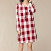 TE9854MSJ Large size loose checks long sleeve dress