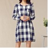 TE9854MSJ Large size loose checks long sleeve dress