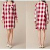 TE9854MSJ Large size loose checks long sleeve dress