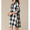 TE9854MSJ Large size loose checks long sleeve dress