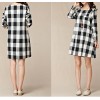 TE9854MSJ Large size loose checks long sleeve dress