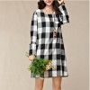 TE9854MSJ Large size loose checks long sleeve dress