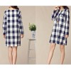 TE9854MSJ Large size loose checks long sleeve dress