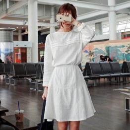 TE9855MSJ Autumn fashion round neck long sleeve shirt dress