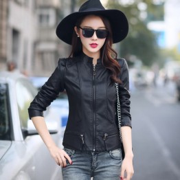 TE0291XYW New style Korean fashion stand collar PU leather jacket