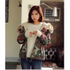 TE0853DNFS Korean fashion camouflage flowers lamb lining thicken coat with cap