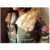 TE0853DNFS Korean fashion camouflage flowers lamb lining thicken coat with cap
