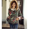 TE0853DNFS Korean fashion camouflage flowers lamb lining thicken coat with cap