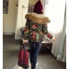 TE0853DNFS Korean fashion camouflage flowers lamb lining thicken coat with cap