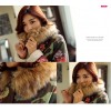 TE0853DNFS Korean fashion camouflage flowers lamb lining thicken coat with cap