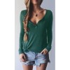 TE0856DNFS Hot sale rib cotton v-neck long sleeve t-shirt