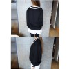 TE1114GJ Stripes splicing collar skirt hen long t-shirt