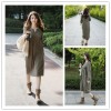 TE1115GJ Korean fashion v-neck loose casual ramie cotton long dress