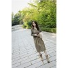 TE1115GJ Korean fashion v-neck loose casual ramie cotton long dress