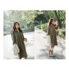 TE1115GJ Korean fashion v-neck loose casual ramie cotton long dress