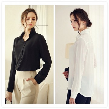 TE1418GJ Europe style joker spandex chiffon long sleeve blouse