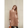 TE1192GJ Europe fashion casual v-neck poly satin dress