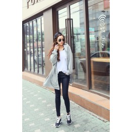 TE121XRXM New style loose irregular fleece hooded coat