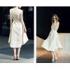 TE1223GJWL Fashion back buttons belt sleeveless dress