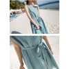 TE1223GJWL Fashion back buttons belt sleeveless dress