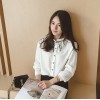 TE128XXYJ Korean fashion pure color lacing neck blouse