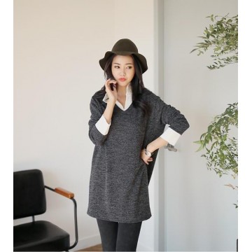 TE1550TGFS Shirt collar fake two piece loose tops