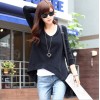 TE1631RHDM Simple v-neck slim forked tail t-shirt