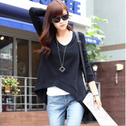 TE1631RHDM Simple v-neck slim forked tail t-shirt