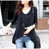 TE1631RHDM Simple v-neck slim forked tail t-shirt