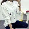 TE1650MLCS Embroidery cat print pocket simple shirt