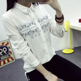 TE1654MLCS Embroidery fresh comfortable white shirt