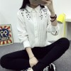 TE1655MLCS Korean fashion print lapel white shirt