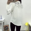 TE1655MLCS Korean fashion print lapel white shirt