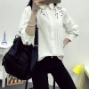 TE1655MLCS Korean fashion print lapel white shirt