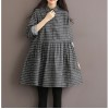 TE1663MLCS Vintage cotton stripes checks loose dress