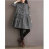 TE1663MLCS Vintage cotton stripes checks loose dress