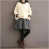 TE1663MLCS Vintage cotton stripes checks loose dress