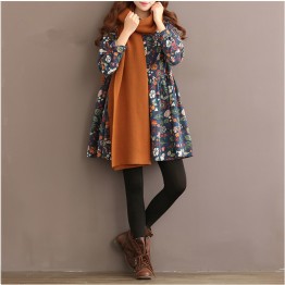 TE1664MLCS Forest vintage suede print dress