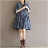 TE1665MLCS Shivering print long sleeve bowtie neck loose dress