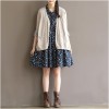 TE1665MLCS Shivering print long sleeve bowtie neck loose dress