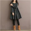 TE1666MLCS Vintage fresh girl stripes checks loose dress